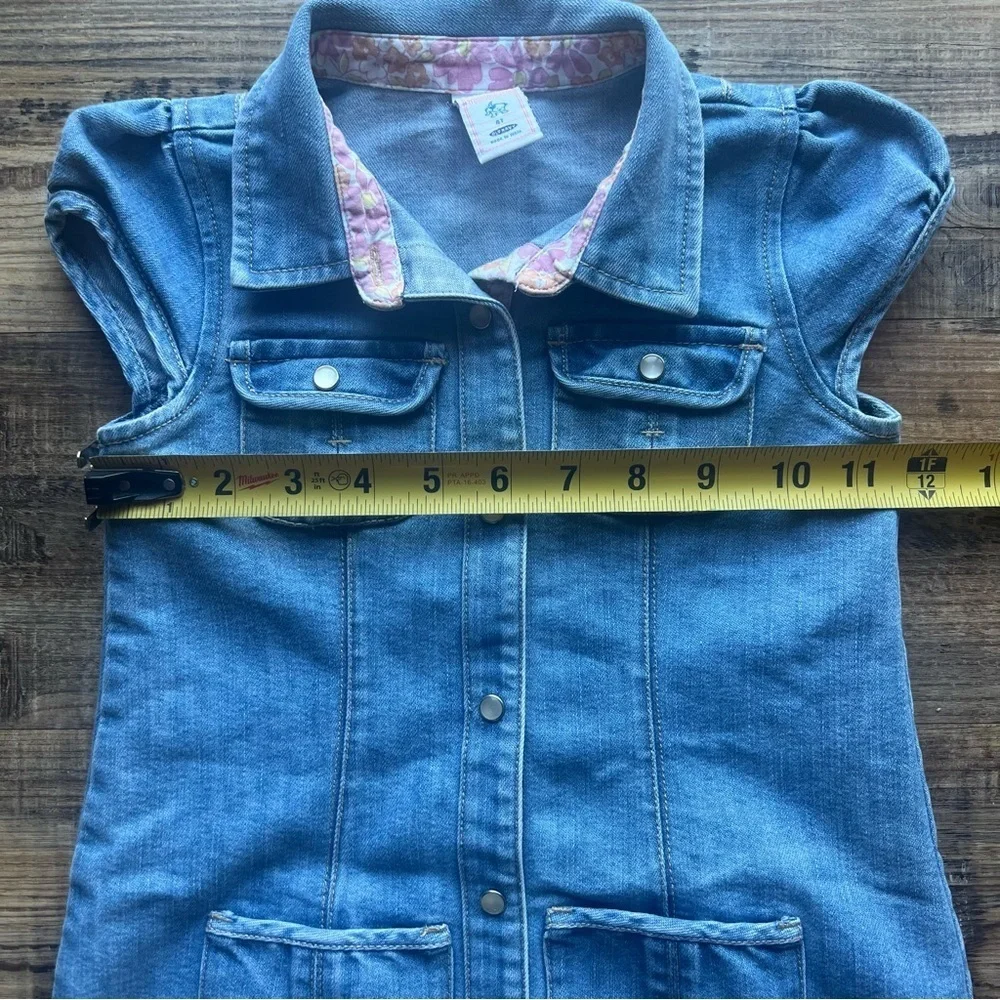 Vintage Old Navy Toddler Girls Denim Pearl Snap Button Retro Dress Size 4t
